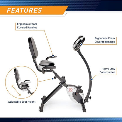 Marcy Foldable Upright Exercise Bike with Adjustable Resistance for Cardio Workout & Strength Training - Multiple Styles Available