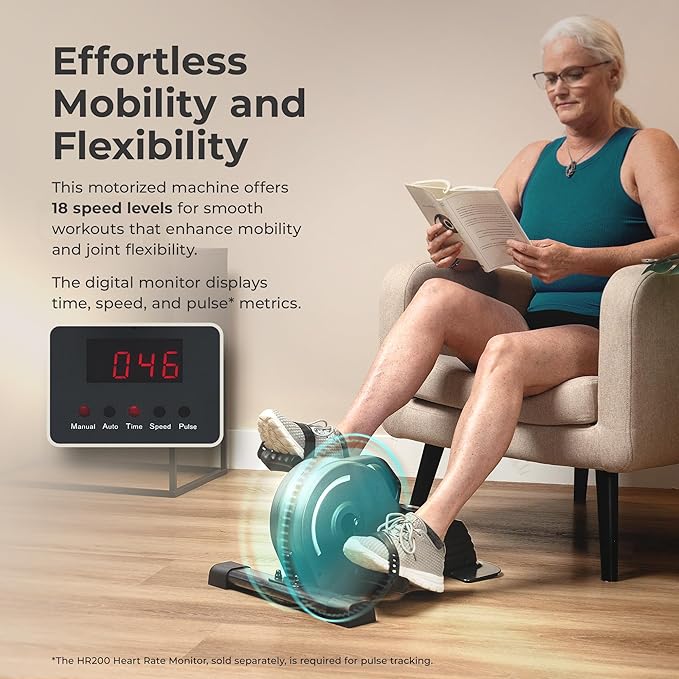 Sunny Health & Fitness Dual Function Under Desk Pedal Exerciser, Portable Indoor Cardio Mini Bike in Home/Office, Arm/Leg Cycle for Seniors, Optional Magnetic, motorized & SunnyFit App Bluetooth Link