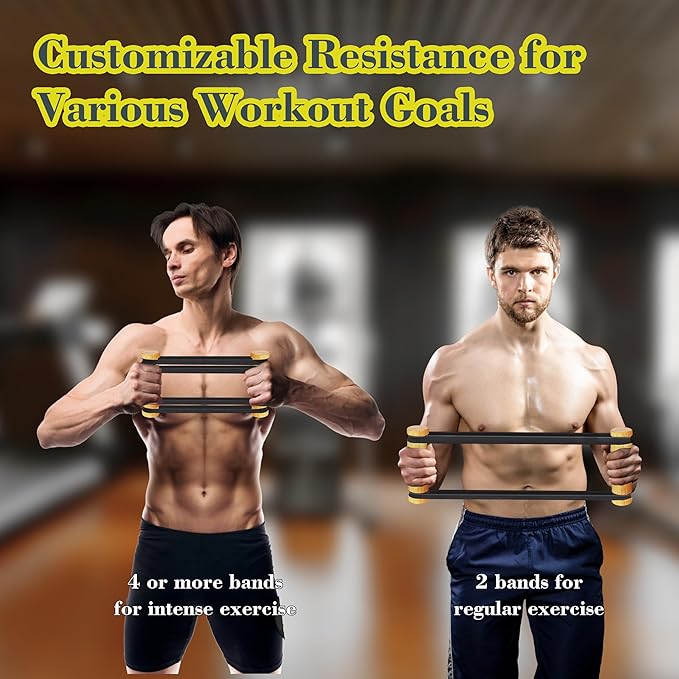 Rip Stick Upper Body Workout Equipment - Portable Home Gym with Adjustable Resistance Bands and Wooden Handles, Ideal for Joint Rehab and Efficient Resistance Training, Includes 8 Rip Stick Bands