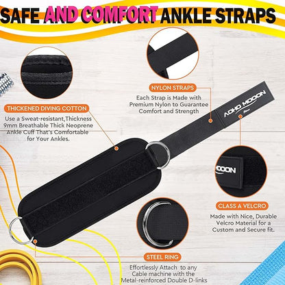 Ankle Strap for Cable Machine Attachments, Gym Accessories for Women and Men, Neoprene Ankle Cuffs for glute Kickback, Leg Workouts ande Booty Hip Abductors Exercise