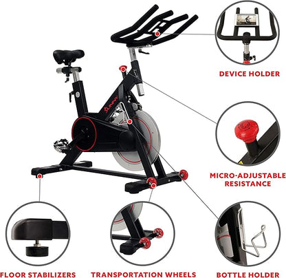 Sunny Health & Fitness Magnetic Belt Drive Indoor Cycling Bike With Optional SunnyFit® App Connectivity