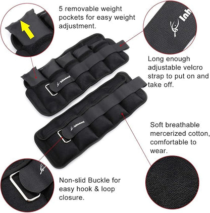 Adjustable Ankle Weights 1-5/10/12 Lbs Leg Weights for Men Women,Wrist Ankle Weights for Physical Therapy,Yoga Pilates,Workout,Walking,Jogging