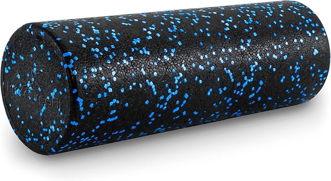 ProsourceFit High Density Foam Rollers 12 - Inches long, Firm Full Body Athletic Massage Tool for Back Stretching, Yoga, Pilates, Post Workout Muscle Recuperation, Black