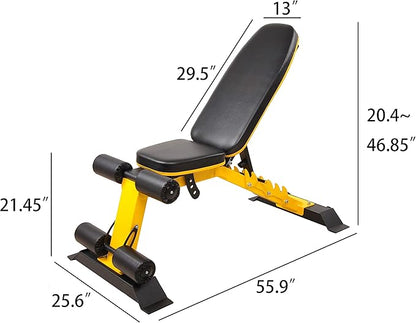 Signature Fitness Heavy Duty Adjustable and Foldable Utility Weight Bench for Upright, Incline, Decline, and Flat Exercise