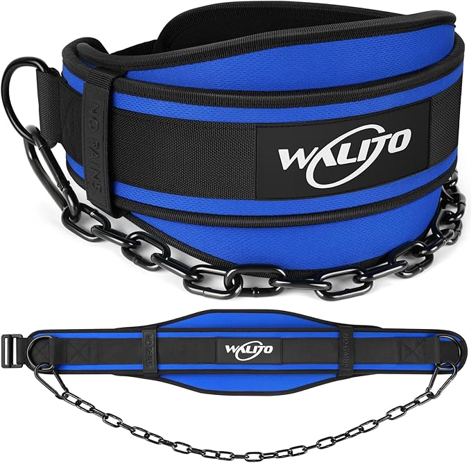 Walito 2IN1 Weight Lifting Belt, Self-Locking Weightlifting & Dip Belt, Weight Belt with Chain for Pullup, Gym Accessories for Men & Women Powerlifting, Squat, Workout Equipment