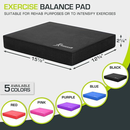 ProsourceFit Exercise Balance Pad – Cushioned Non-Slip Foam Mat & Knee Pad for Fitness, Stability Training, Physical Therapy, Yoga