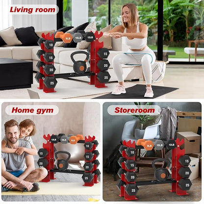 Dumbbell Rack Stand Only, Weight Rack for Dumbbells Strength Training Dumbbell Racks Red and Black 5 Tier 450LBS Capacity Weight Rack for Home Gym Weight Storage Organizer Racks, Suitable for 8-30 LBS