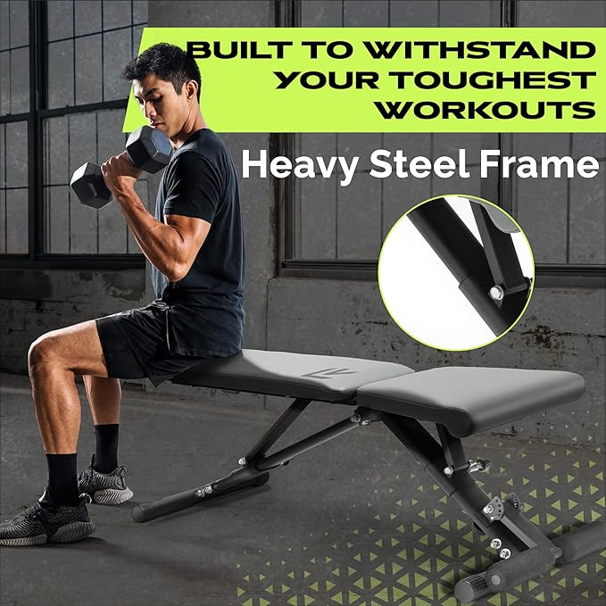 Weight Bench Press Seat, Folding Bench for Home Gym, Adjustable Bench for Weight Lifting, Strength Training Bench for Full Body Workout, Incline Decline Workout Bench, Stable Gym Bench