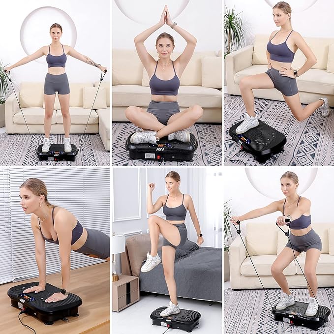 Vibration Plate Fitness Platform Exercise Machine Vibrating Shaking Full Body Shaker Workout Power Waver Vibrate Stand Shake Board Sport Gym for Weight Loss Fat Burner for Women Men