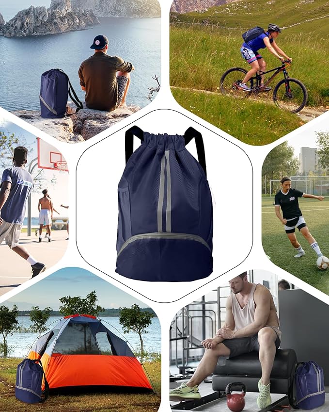 BROTOU Soccer Bags, Football Backpack, Volleyball Bag, Drawstring Soccer Backpack with Ball and Shoe Compartment