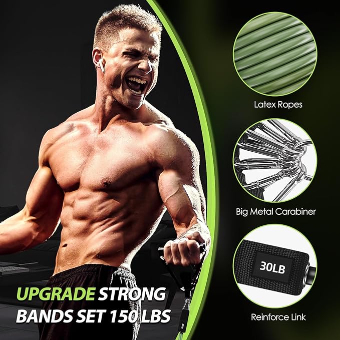 WHATAFIT Resistance Bands, Exercise Bands，Resistance Bands for Working Out, Work Out Bands with Handles for Men and Women Fitness, Strength Training Home Gym Equipment