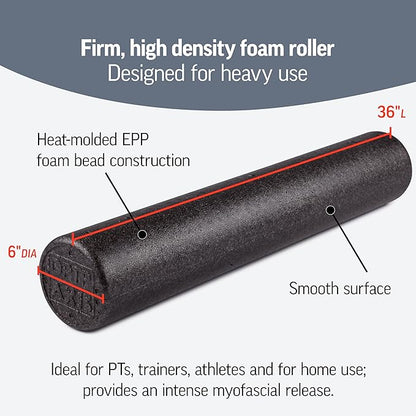 OPTP AXIS Firm Foam Roller, High Density Foam Roller for Physical Therapy, Yoga, Pilates, Fitness Exercise and Sports Training (Black, 36" X 6" Round)