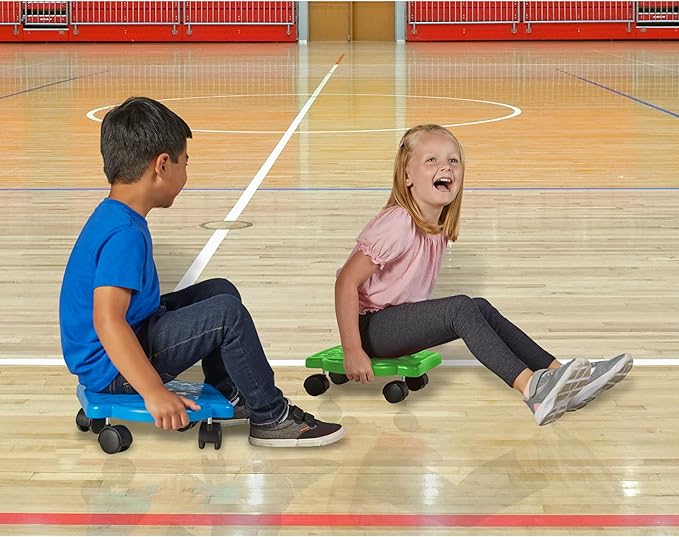 hand2mind Green Indoor Scooter Board with Handles, Gym Scooters for Kids, Recess Toys, PE Equipment for Elementary School, Kids Indoor Play Equipment, Floor Scooter, Kids Sports Activities