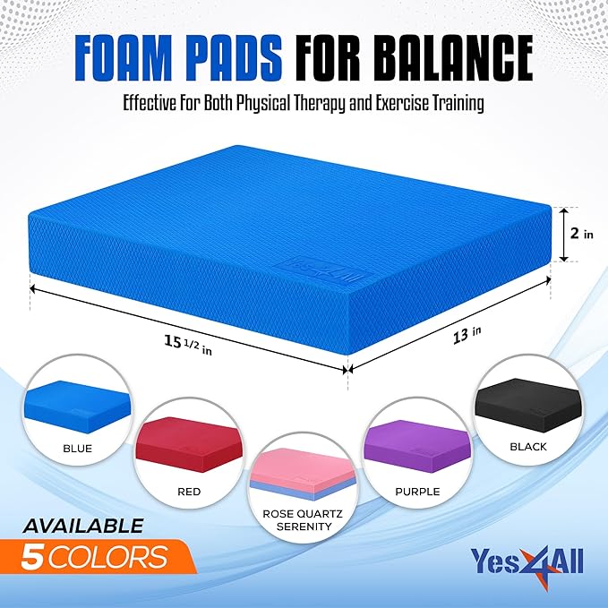 Yes4All Upgraded Size Foam Pad for Exercise, Nonslip Foam Balance Pad Physical Therapy, Yoga & Stability Training Balance Mat