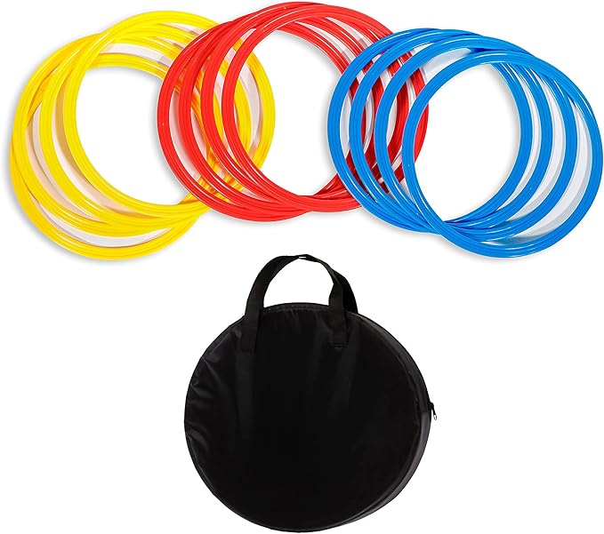 Trademark Innovations Speed & Agility Training Rings - Set of 12 - with Carrycase