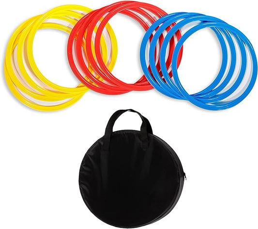 Trademark Innovations Speed & Agility Training Rings - Set of 12 - with Carrycase