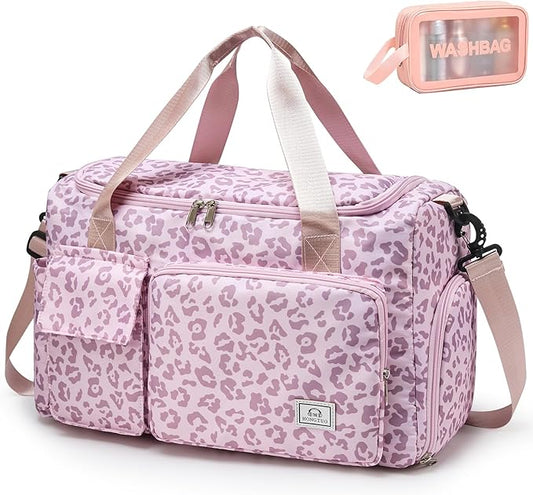 Small Gym Bag for Women, Travel Duffle Bag Carry On Weekender Bag with Shoe Compartment