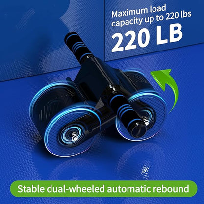 JJM Auto Rebound Exercise Roller Wheels - Ab Roller Fitness Equipment for Core Strength Training Home Gym Fitness Equipment with Kneeling Mat Accessories Exercise Roller Wheels for Men and Women