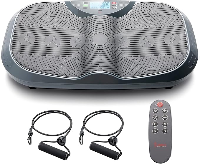 Sunny Health & Fitness Vibration Plate Exercise Machine, Full Body Vibrate Platform for Lymphatic Drainage with Multiple Speeds and Modes, Vibrating Plate Machine for Tension Relief & Weight Loss