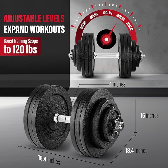 Yes4All Adjustable Dumbbell Set with Weight Plates, Star Lock Collars/Connector, 40lbs to 200lbs Adjustable Weight Plates Set