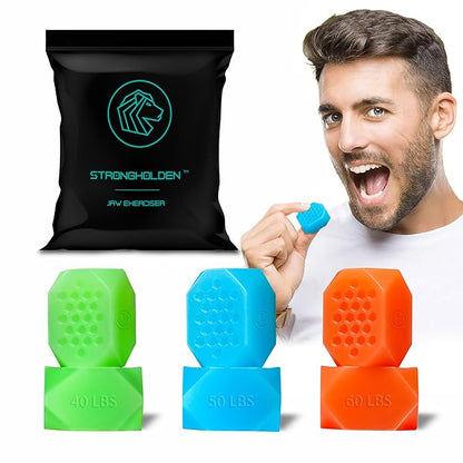 Jaw Exerciser for Men & Women, Silicone Jawline Exerciser Tablets, Jaw Toner for Men & Women, Jawstyle and Jaw Trainer (3 Levels - Neon)