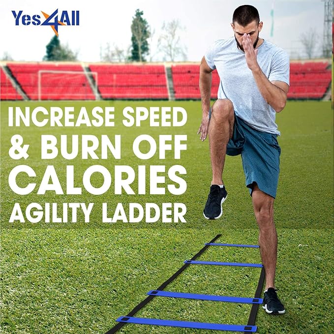 Yes4All 8, 12, 20 Rungs Agility Ladder - Speed Training Equipment for All Ages & Levels with Carrying Bag - Speed Ladder