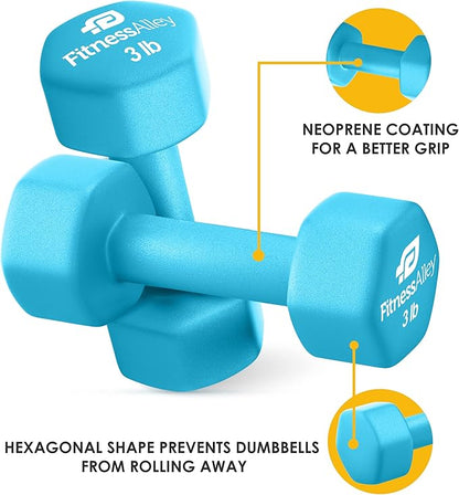 Neoprene Coated Workout Dumbbells set of 2 – Anti Roll, Non Slip with Smooth Grip Fitness & Exercise Dumbbells – Hexagon Shaped Hand Weights for Women & Men – Best Choice for Gyms & home use