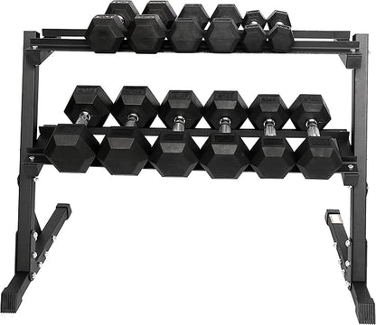 Signature Fitness Premium Rubber Coated Hex Dumbbell Weight Set