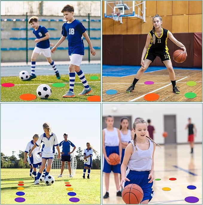 Spot Markers 9Inch 10 Inch 6pcs 18pcs Rubber Agility Dots Flat Cones Non Slip Sports Dots Floor Spots Agility Markers for Kids Soccer Football Basketball Speed Agility Training, Classroom Activities