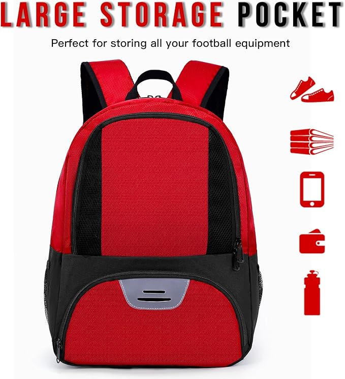 Soccer Bag&Soccer Backpack&Backpack for Football Volleyball Basketball,Sport Equipment Bags with Shoe compartment. (Red)