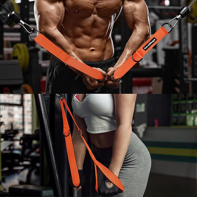 CoreSlings Cable Machine Handles with Finger Straps for gripping Forearm Strength Training, Workout Handles Cable attachments for Gym, Resistance Bands Handles.