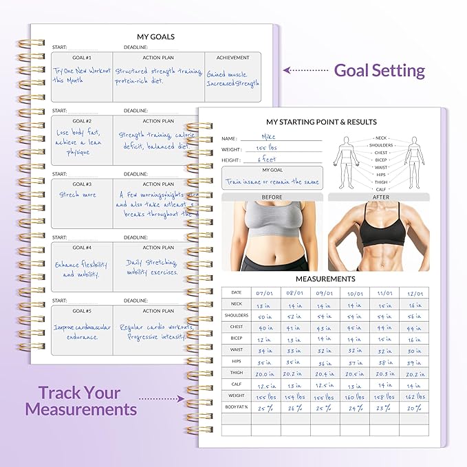 Fitness Journal Workout Planner for Men & Women, A5(6.4" x 8.3") Workout Journal Log Book Planner for Track Gym Essentials, Home Workouts, Track Progress, Achieve Goals, Pink