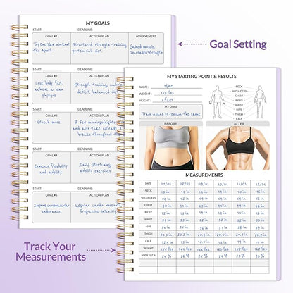 Fitness Journal Workout Planner for Men & Women, A5(6.4" x 8.3") Workout Journal Log Book Planner for Track Gym Essentials, Home Workouts, Track Progress, Achieve Goals, Pink