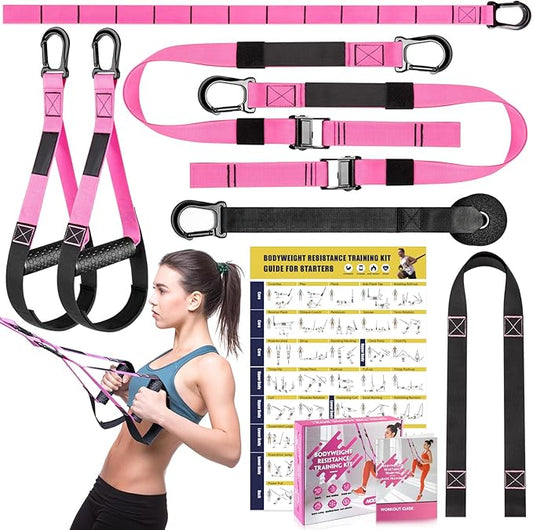 Home Resistance Training Kit, Resistance Trainer Exercise Straps with Handles, Door Anchor and Carrying Bag for Home Gym, Bodyweight Resistance Workout Straps for Indoor & Outdoor