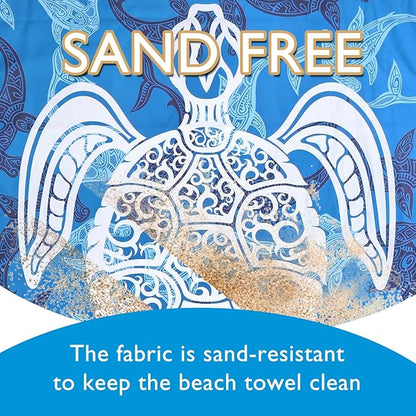 Beach Towel - Microfiber Beach Towels(63" x 32" - 1Pcs)- Quick Dry Sand Proof Absorbent Compact Beach Blanket - Lightweight Towel for Beach Swimming Surfing Sports Yoga Gym(Turtle)