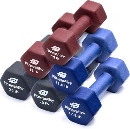 Neoprene Workout Dumbbells - Non Slip, Anti Roll Exercise & Fitness Dumbbells Combo - Hex Shaped Hand weights for Men & Women - Ideal for Home and Gyms training