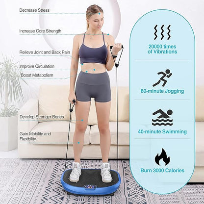 AXV Vibration Plate Exercise Machine Whole Body Workout Power Vibrate Fitness Platform Vibrating Machine Exercise Board for Weight Loss Shaping Toning Wellness Home Gyms Workout