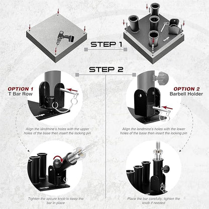 Yes4All T Bar Row Platform, Landmine Attachment for Barbell fits 1” Standard Bar & 2” Olympic Bar, Landmine Handle T Row