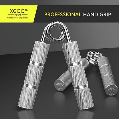 TIT COOPOPE Hand Grip and Wrist Strengthener - Resistance from 50-350 lb Metal Exerciser for Hand, Forearm, and Fingers,Silver Stainless Steel,50+100+150LB