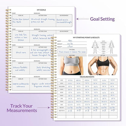 Fitness Journal Workout Planner for Men & Women, A4(8.5" x 11") Workout Journal Log Book Planner for Track Gym Essentials, Home Workouts, Track Progress, Achieve Goals, Purple