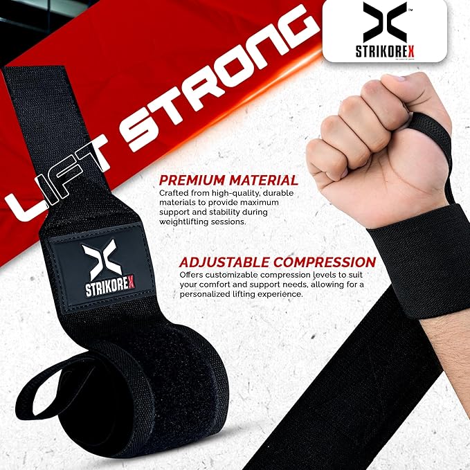 Wrist Straps for Weightlifting with Support for Men & Women 18", Gym Lifting Flexible Fit & Stiff Wrist Straps Workout Equipment,Powerlifting Strength Training & Push Ups