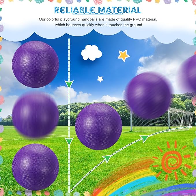 Sumind 12 Pcs 10 Inch Playground Ball Inflatable Kickballs Bouncy Dodgeball for Kids and Adults,handball with Air Pump and 2 Mesh Drawstring Bags for Ball Games, Gym, Outdoor, School