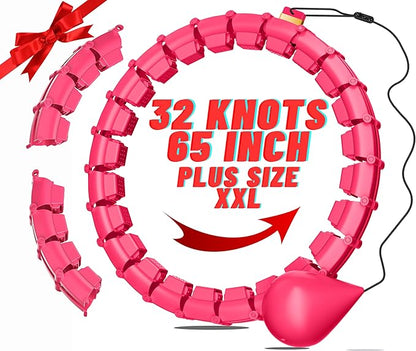 65inch 32 Knots Plus Size Quiet Weighted Hula Infinity Fitness Detachable Hoops, Smart Noiseless Infinity Hula for Women, 2 in 1 Waist and Abdominal Workout Equipment at Home