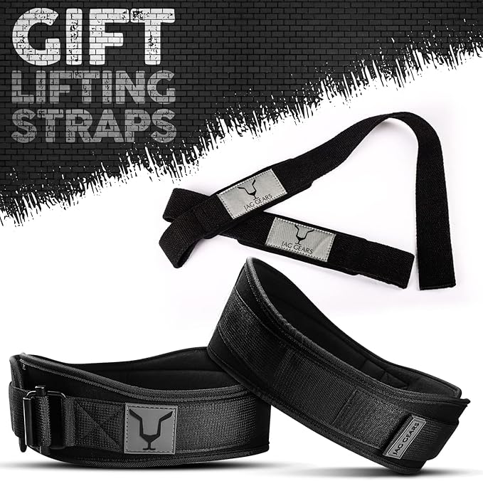 JAG Weightlifting Belt for Men – Women Self Locking Weight Lifting Belt Includes Fitness Weight Lifting Straps and Neoprene Padding Back Support Gym Belt for Workout, Powerlifting and Deadlift Squat