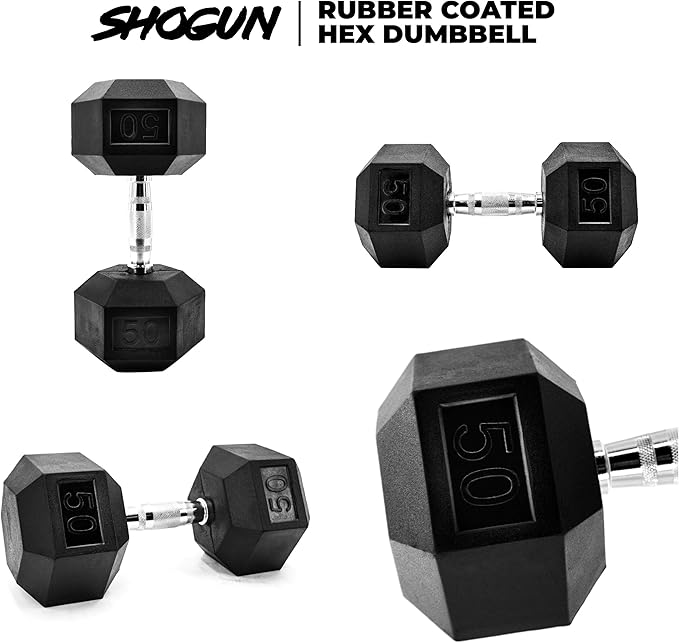 Shogun Hex Dumbbells. Available Hex Dumbbells from 5-55 LBS For Home Workouts, Weight & Strength Training. 5 to 20 LB Hex Dumbbells Sold in Pairs. 25 to 55 LB Hex Dumbbells Sold as Single.