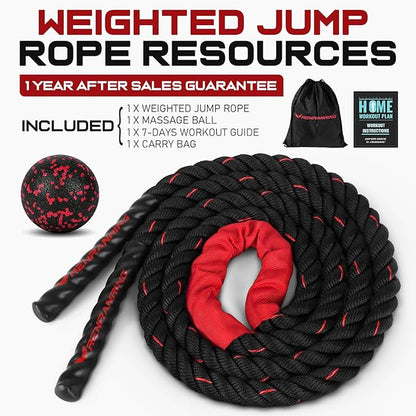 Jump Rope, 3lb 4lb 5lb Weighted Jump Rope for Fitness, 9.8ft Heavy Jumping Ropes for Exercise, Adult Workout Rope for Men & Women Improve Strength, Skipping Rope for Gym Training, Home Workout