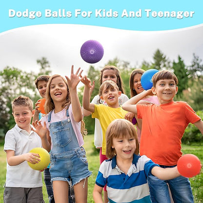 Dodgeballs Playground Balls, Dodge Ball Set for Kids & Adults, Bouncing Kickballs Handball for Outdoor & Indoor Games - Includes Pump & Mesh Storage Bag