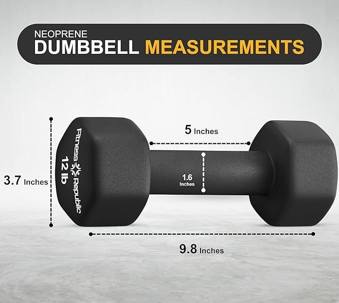 Neoprene Dumbbell Set of 2, Non-Slip, Hex Shape, Free Weights Set for Muscle Toning, Strength Building, Weight Loss - Portable Weights for Home Gym Hand Weight