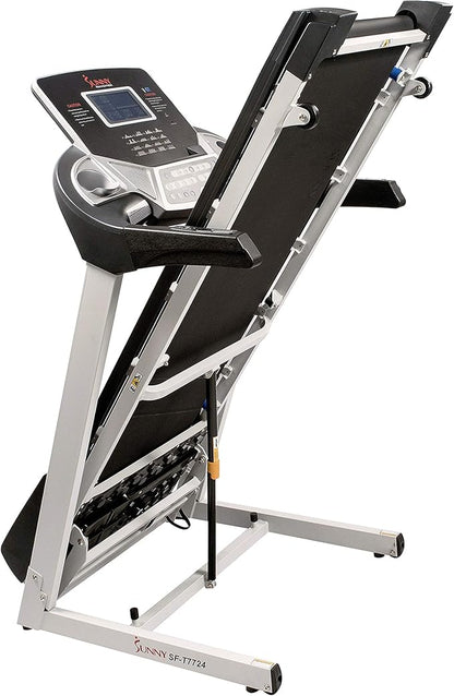 Sunny Health & Fitness Energy Flex Motorized Treadmill with Automatic Incline Easy Foldable Design Pulse Sensors Digital Display and Optional SunnyFit® App Enhanced Bluetooth Connectivity