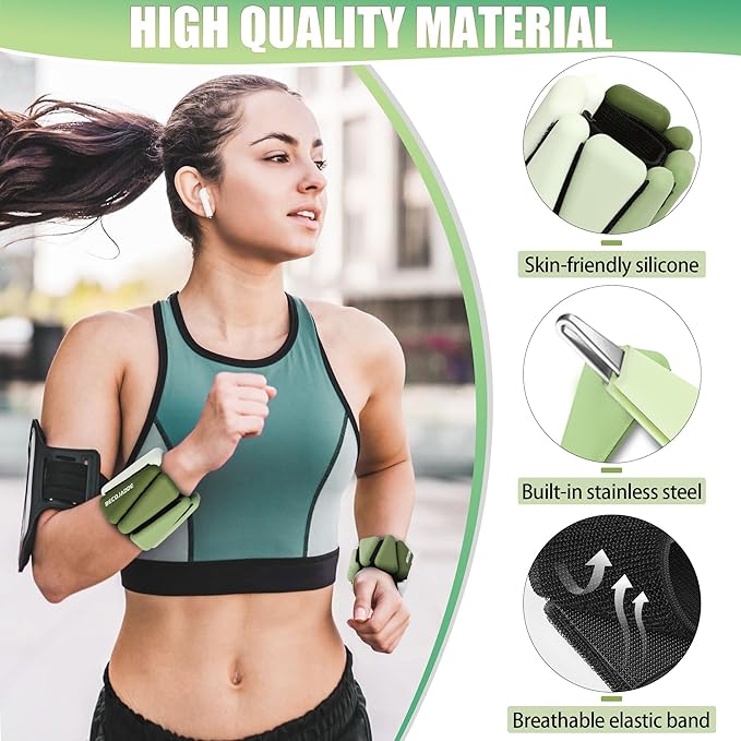 Wrist Weights for Women At Home 1Lb Ankle Weights Set of 2 Adjustable Weighted Wristbands Arm Leg Weights for Women Men Suitable for Walking Swimming Running Pilates Yoga Gym